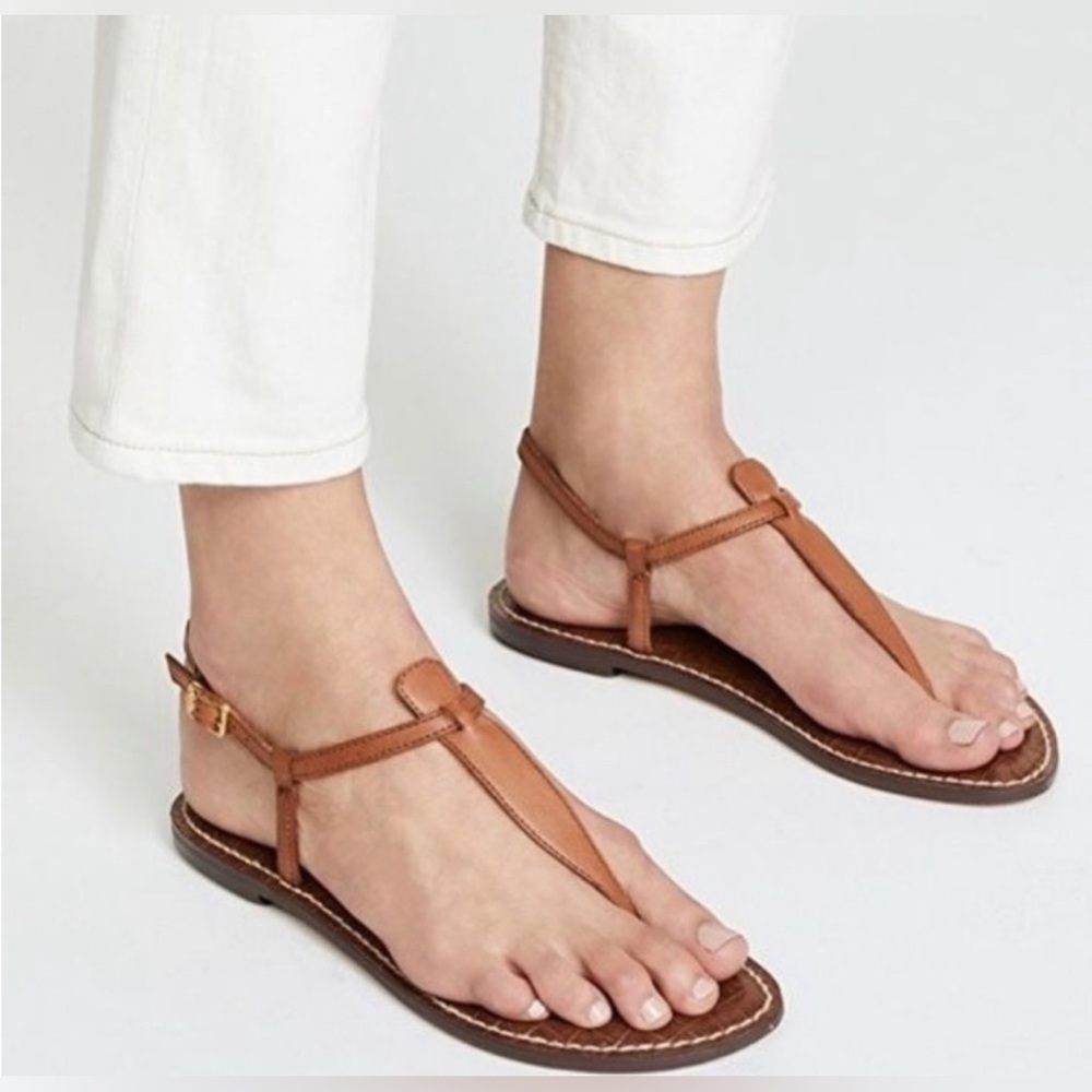 Sam Edelman Gigi saddle brown leather thong sandals 7.5 US - brand New w…